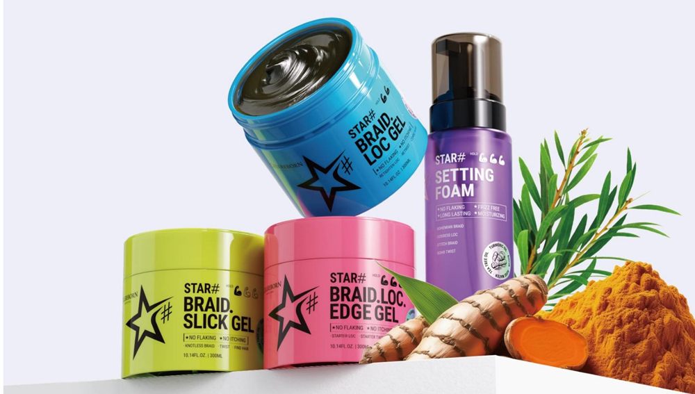 STAR# braid slick, loc & edge gels and setting foam